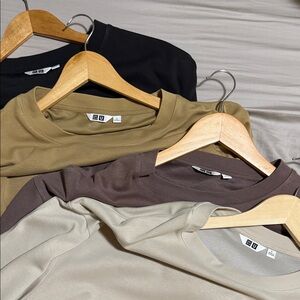 Uniqlo T-Shirt Set in Black, Olive, Brown, and Cream
